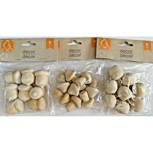 3 Packs Crafter's Square Wood Apples, Mushrooms and Acorns Fall Crafts Lot